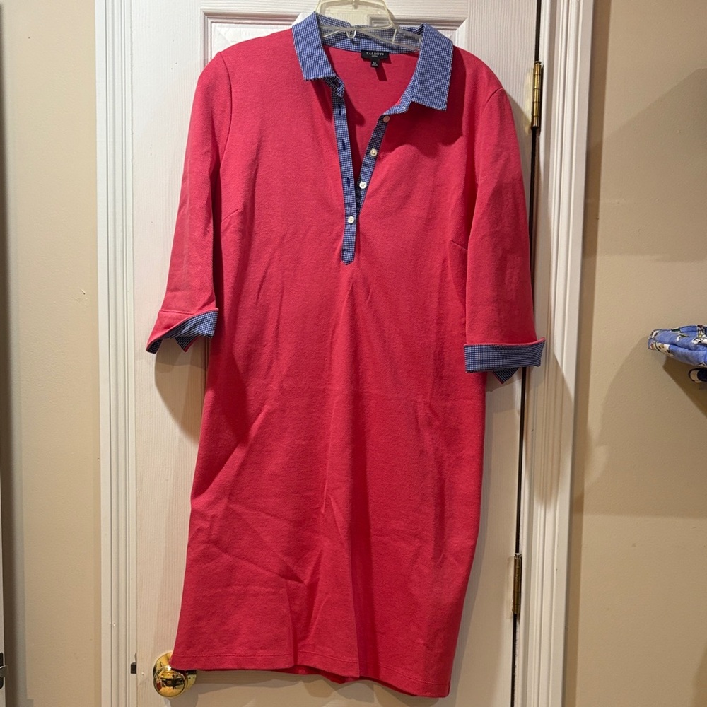 Ladies pink Polo dress with Blue Accents
